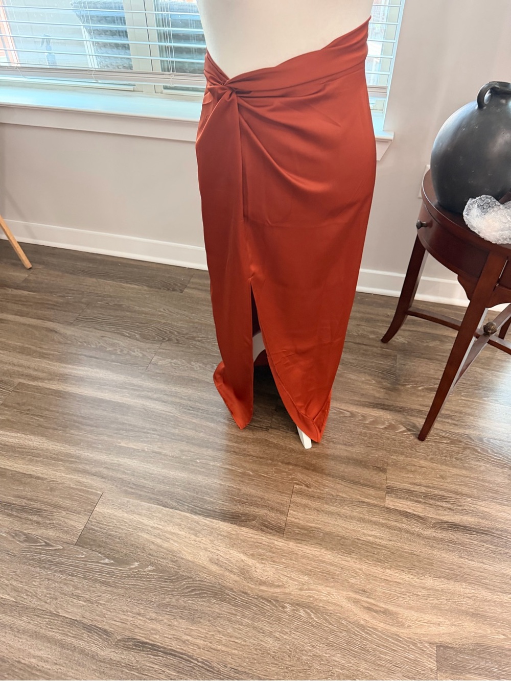 Eloquii Rust Twist-Front Maxi Skirt with Front Slit